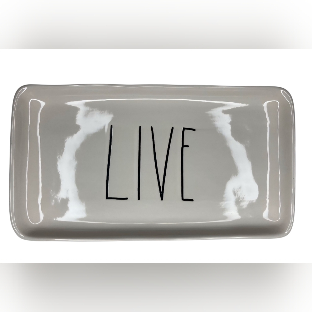Rae Dunn Ceramic Tray with 'LIVE' Text